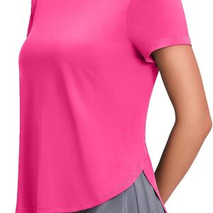 Workout Tops for Women UPF 50+ Yoga Shirts Short Sleeve Athletic Tops with Side Slits Running Gym Tee Top Loose Fit