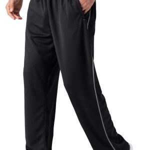 Men's Lightweight Sweatpants Loose Fit Open Bottom Mesh Athletic Pants with Zipper Pockets