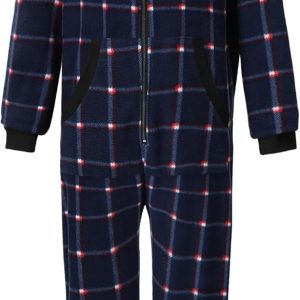 Adult Check Onesie Pajamas Comfy Christmas Jumpsuit Zipper Sleepwear Family Matching loungewear for Women Men