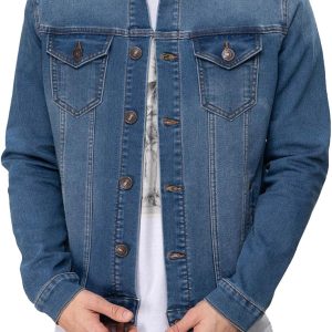 Men’s Rugged Wear Button Down Denim Jacket Fashion, Classic Long Sleeve Jean Jacket